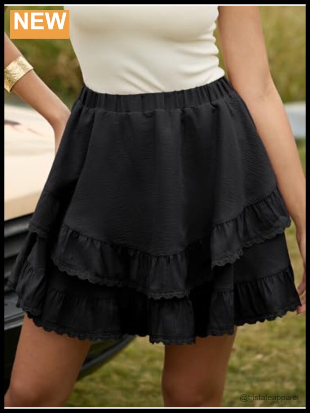 Flowy Skort with Built-in Shorts for Women, A-Line Ruffle Hem, Tennis Golf - Picture 2 of 6